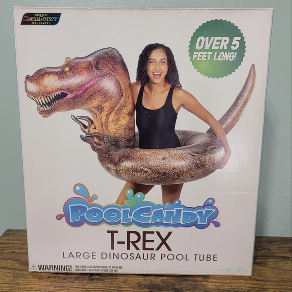 PoolCandy Inflatable T-Rex Dinosaur 48" Swim Ring. Perfect‎ for Adults TerexNWT - Picture 4 of 7